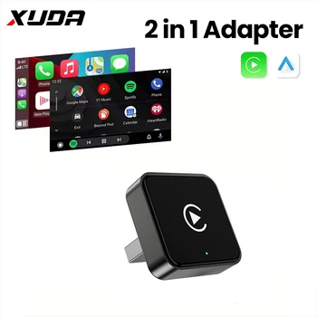 2-in-1 Kabelgebundener zu Kabelloser CarPlay-Adapter, Android Auto Dongle, Auto-Zubehör Smart Box 5GHz WLAN