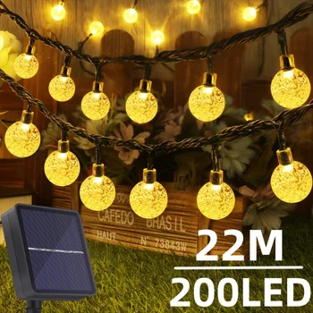 Solar Lichterketten im Freien LED Kristall kugel Lichter wasserdicht Solar Girlanden Lichterkette für Garten