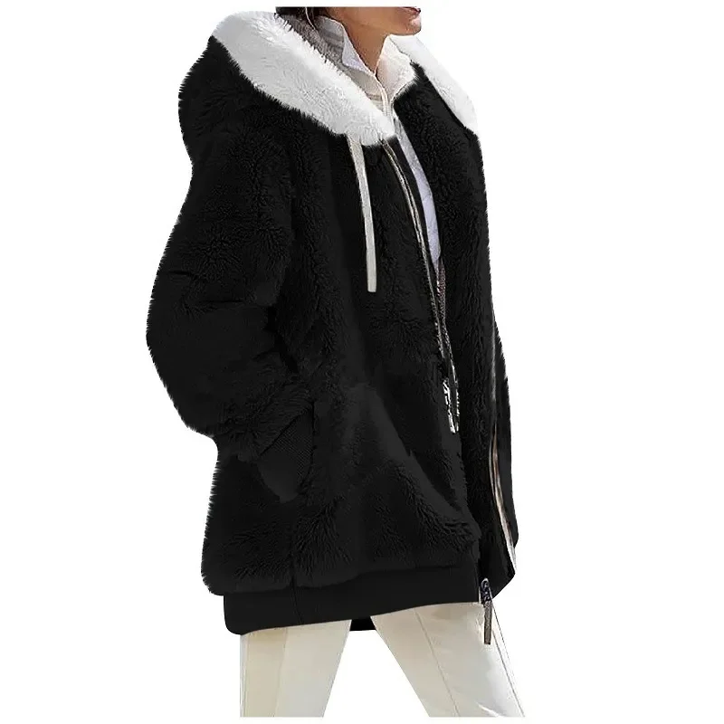 Herbst Winter Mode Damen mantel neue lässige Kapuze Reiß – Bild 2