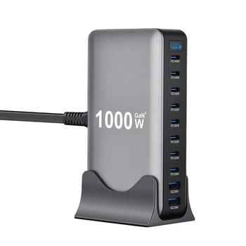 GaN Desktop-Ladegerät 1000 W, 10 Anschlüsse, USB-C PD 3.1