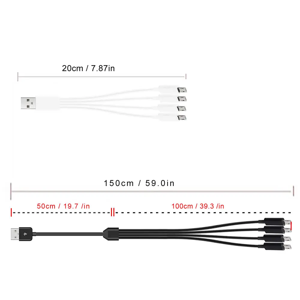 20 cm kurzes USB-Multi-Ladekabel, 4-in-1, mehrere Typ – Bild 5