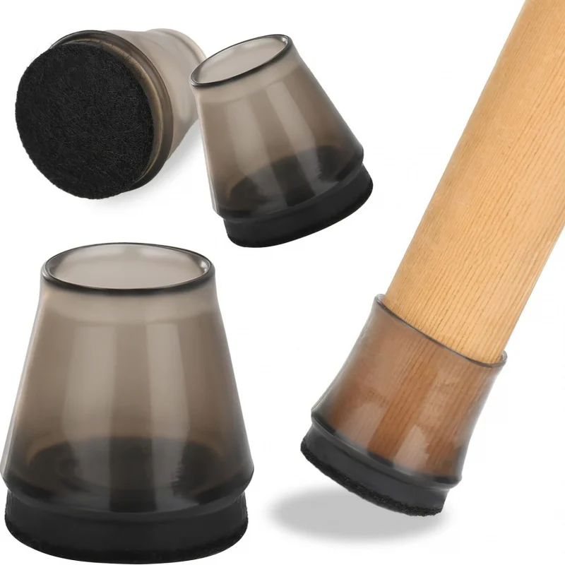24 Stück runde Stuhlbein-Bodenschoner, Silikon, transparent – Bild 2