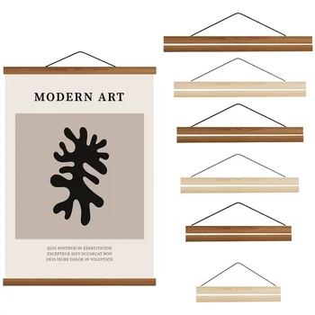 8 Farben 30 40 50 cm magnetischer Poster-Aufhänger aus Teakholz, schwarz-weißer Fotorahmen
