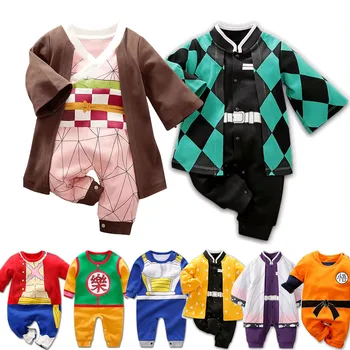 0-18 Monate Anime Baby Strampler Neugeborenen Cosplay Kostüm Infant Akatsuki Nezuko Tanjirou Baumwolle