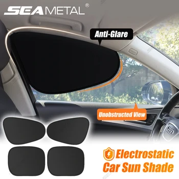 SEAMETAL Elektrostatische Sonnenblende für Auto-Seitenfenster, 4-lagige Sonnenschutzvorhänge, blendfrei