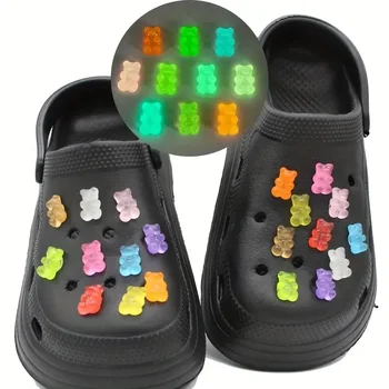 Leuchtende Niedliche Bären-Schuhcharms - Leuchtende DIY-Schuhdekoration für Clogs