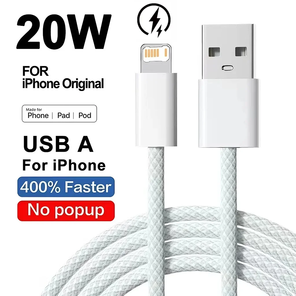 Geflochtenes USB-Ladekabel 20 W für iPhone, Schnellladen, 1 m