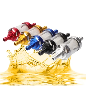 Universeller 8mm CNC Aluminiumlegierung Glas-Gas-Kraftstoff-Ölfilter für Motocross Dirt Pit Bike ATV Buggy