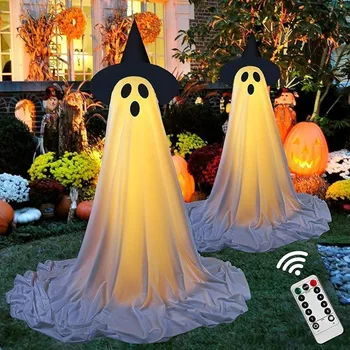 Halloween-Geist zum Aufhängen mit Lichterketten, gruseliger Geist, beleuchtet, gruselig, für Zuhause