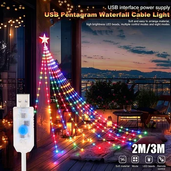 LED-Lichterkette für den Außenbereich, 2/3 m, USB, wasserdicht, mit 8 Beleuchtungsmodi für Garten