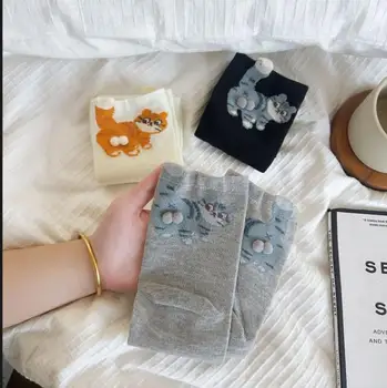 1/3 paar Dreidimensionale Katze Gedruckt Männer weibliche Mitte Rohr Socken Weiche Bequeme Schweiß Absorbieren