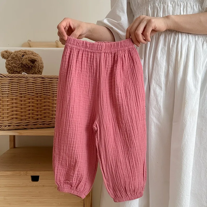 Einfarbig Einfache kinder Hosen Sommer Kleidung Dünne Lose – Bild 5