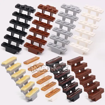 Marumine 10 Stück Treppenhaus-MOC-Steine, 7 x 4 x 6 Haustreppen, gerade offen, 30134 Stufen, Leiter, modular