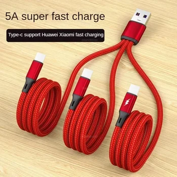 3-in-1 USB Ladekabel 5 A mit 3× USB-C oder 3× Micro-USB, 1,2 m