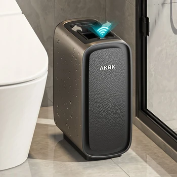Intelligente Induktions-Abfalleimer, Badezimmer-Abfalleimer mit großem Fassungsvermögen, rostfreier