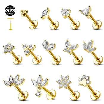 ASTM F136 G23 Titan Blume Threadless Ohrring Piercing Blütenblätter Blatt Herz Schmetterling Pin Daith Conch