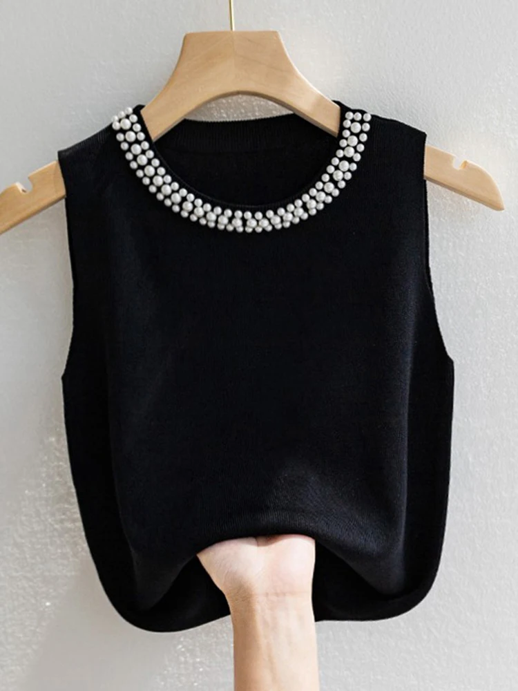 Korea Gestrickte Westen Frauen Top Solide Tank Blusas Mujer – Bild 2
