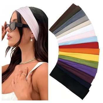 Elastische Sport Stirnbänder Für Frauen Dehnbare Candy-Farbige Haarbänder Mode Schweißbänder (7 Stück)