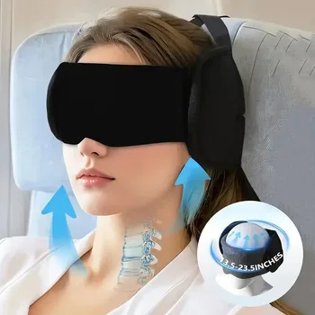 Reise-Nackenkissen mit Augenmaske, atmungsaktiv, zum Schlafen, mit integrierter Fixierung und Unterstützung