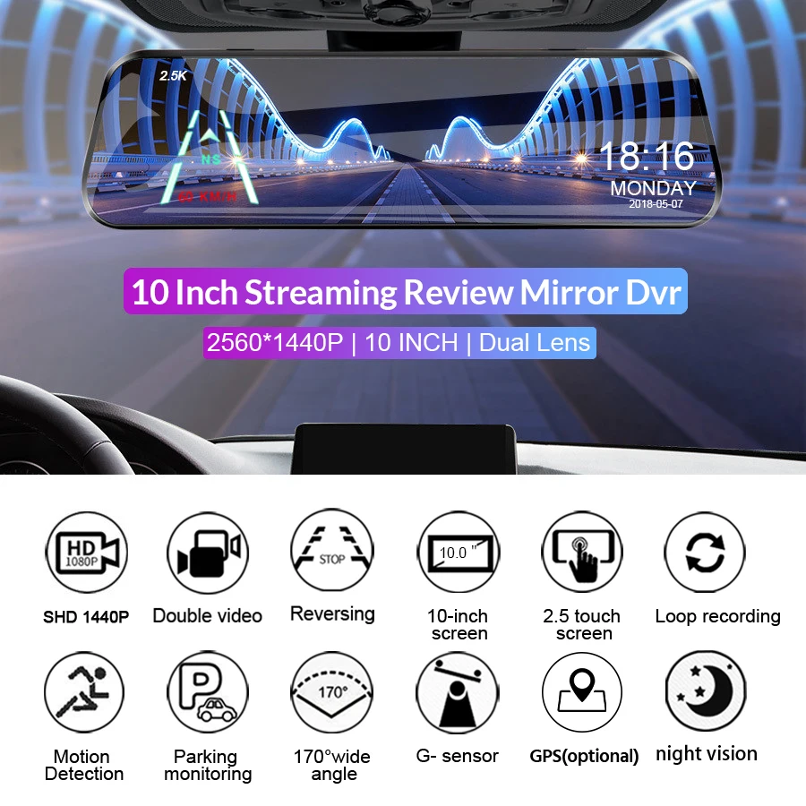 E-ACE 2,5K Spiegel Kamera Für Auto Touchscreen Video Recorder – Bild 2