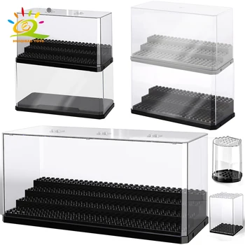 HUIQIBAO Staubdicht Figuren Display Fall Box Zeigen Fall Für Modell Sammlung Bausteine Display Box Ziegel