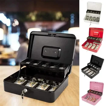 Spardose zum Geldsparen, abschließbare Geldkassette mit Geldschale, Geldspar-Organizer aus Metall, 4