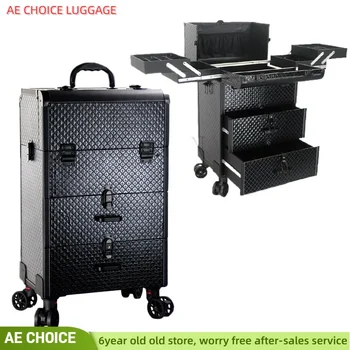 Trolley-Kosmetiktasche, Rollgepäck, Make-up-Werkzeugkasten, Beauty-Koffer, Kosmetiktaschen auf Rad, Tasche