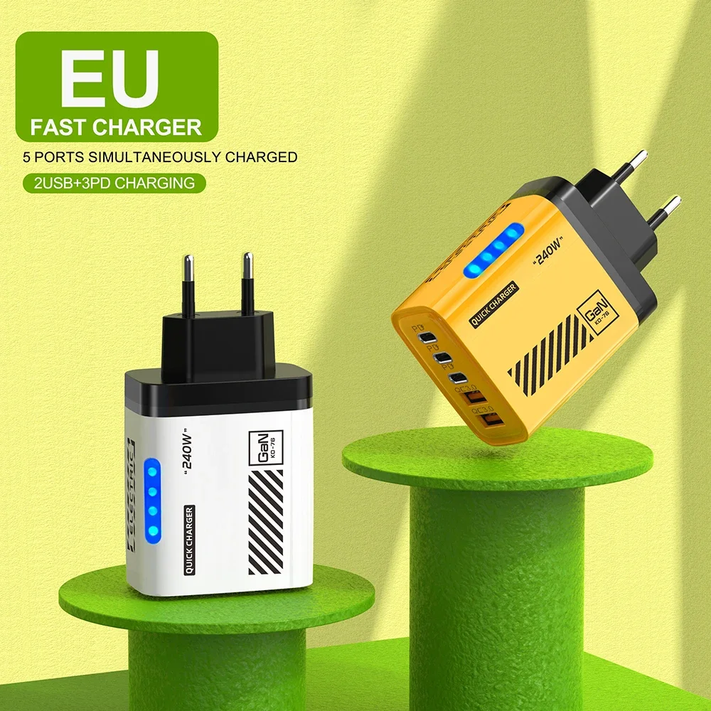 5-Port-Schnellladegerät Typ C Quick Charge 3.0 USB C – Bild 4