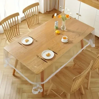 Tischdecke, dünner transparenter Kunststoff, ölbeständige Wischtischdecke für Esstische, Partys, Camping