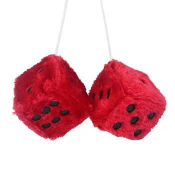 6 cm lange Würfel, mehrfarbiges Design, Heißprägung, Rückspiegel, Dekoration, flauschiges Samtmaterial