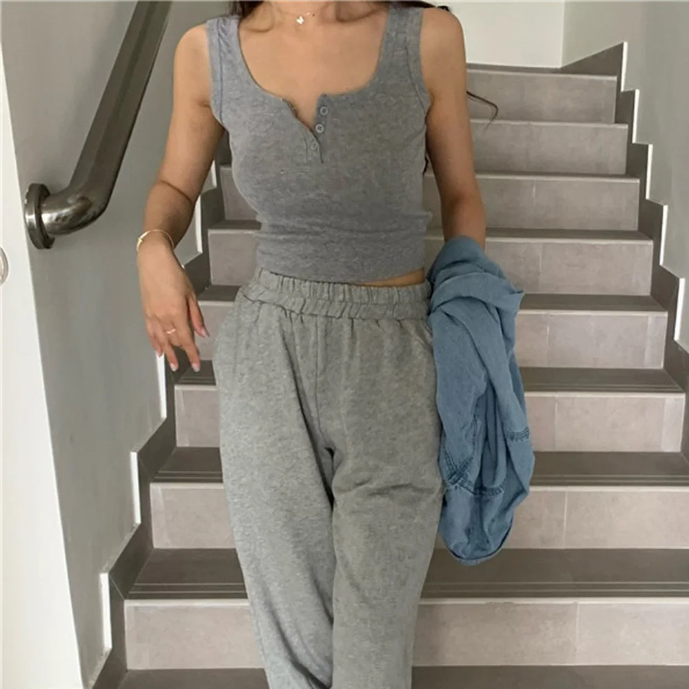 Tank-Top für Damen, gerippt, mit Knopfleiste, ärmellose – Bild 4