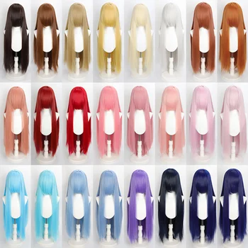 100 cm bunte Perücke lange gerade Cosplay Anime Kostüm Party Perücken synthetische hitzebeständige Perücke