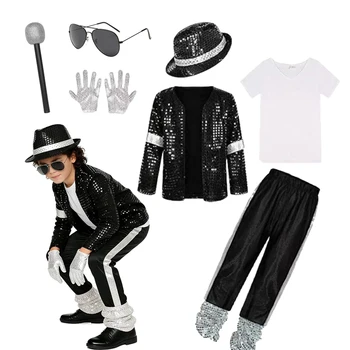 Jungen Superstar Michael Jackson Kostüm Sänger-Outfit Halloween Bühnenauftritt Karneval Tanz Cosplay