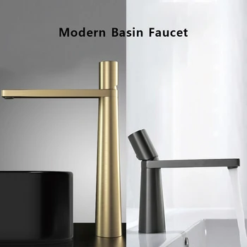 Moderne Waschbecken Wasserhahn gebürstet Gold Messing Bad mischer Wasserhahn grau Waschbecken Wasserhahn