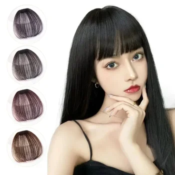Synthetische Luft Pony Haar Clip-In Extension Hitzebeständige Unsichtbare Haarteil Frauen Natürliche Schwarz