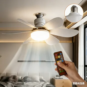 LED 30W Deckenventilatorleuchte E27 mit Fernbedienung zum Dimmen, geeignet für Wohnzimmer, Arbeitszimmer