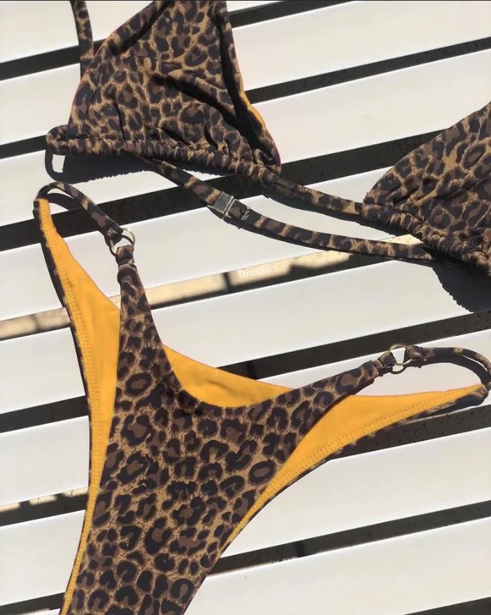 Sexy Leopard Bikini Anzug Frauen Strap Push Up Badeanzug Drei – Bild 4