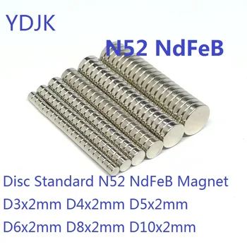 10 50 STÜCK/LOS Scheiben-Standardmagnet N52 NdFeB 3*2 4*2 5*2 6*2 8*2 10*2 Starke Permanente Neodym-Magnete