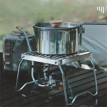 Outdoor Edelstahl-Ofenhalter, tragbares, faltbares Mini-Grillgestell-Set, Topfhalter, Backblechhalter