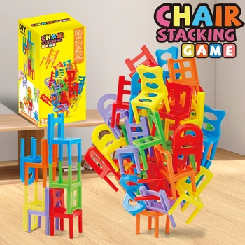 Lernspielzeug, Stapelspielzeug-Set für Stuhl, Stapelstühle mit Bausteinen, zufällige Farben/Stile