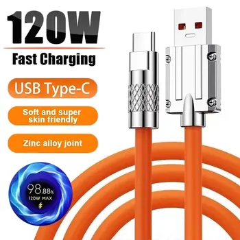 120w 6a supers chnelle Ladung Typ C flüssiges Silikon kabel Schnell ladung 1m USB-Kabel USB C Ladekabel