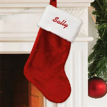 Personalisierte Plüsch-Weihnachtsstrümpfe, Weihnachtsmann, gefüllter Strumpf, Neujahrskamin, Anhänger