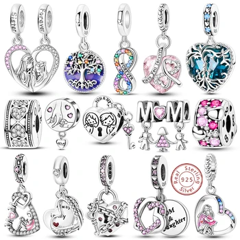 Charms-Perlen aus 925er-Sterlingsilber, Baum des Lebens, Pfirsich-Herz, süße Liebe, passend für Anhänger