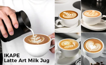 IKAPE Espresso-Milchkrug V3, 500 ml Milchaufschäumkrug ohne Griff, Espresso-Dampfkrug mit scharfem Auslauf