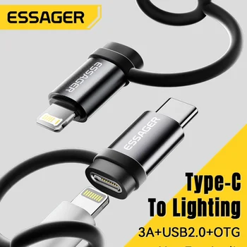 Essager Lighting zu USB-C-Adapter 3A Schnellladung OTG für iPhone 15 XR Pro Typ C zu Lightning