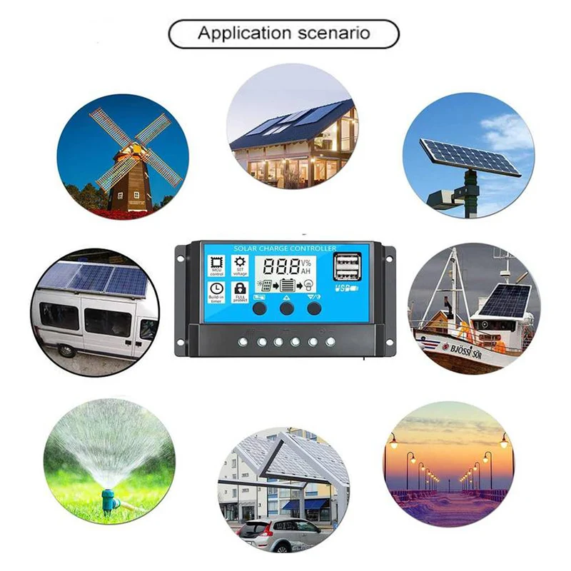 Solarladeregler 10 A bis 100 A LCD-Display Dual USB Auto – Bild 5