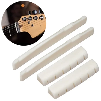 6-saitige Akustik gitarre Knochen brücke Sattel 72mm und Mutter 43mm Kuh knochen Nuss oben Folk (2 Stück)