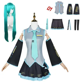 Anime-Charakter-Kostüm Hatsune Anime-Kleidung Cosplay-Kleidung Rock Gleiches Outfit Perücke Accessoires