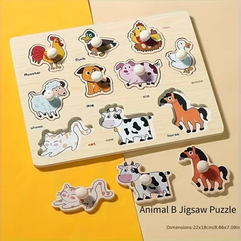 Handhaltenes Baby-Puzzlebrett - Montessori-Holzform-passendes Spielzeug für Kleinkinder, frühe kognitive