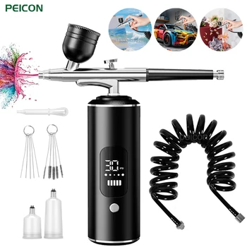 Airbrush mit Kompressor, Handspritzpistole zum Malen, Basteln, Mini-Spritzpistole, USB wiederaufladbar